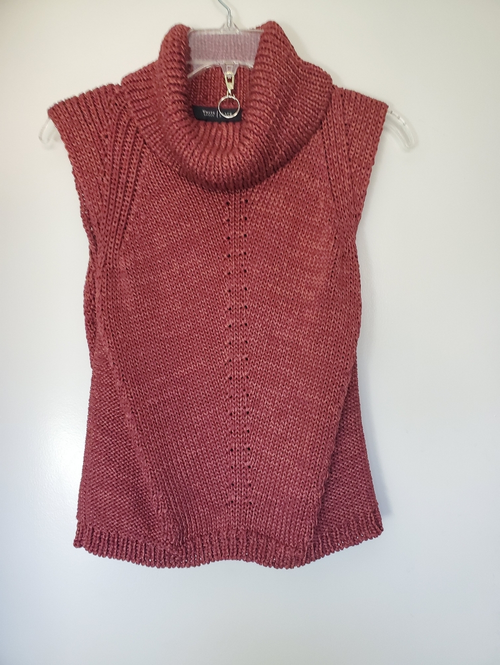 White House Black Market Woman's Rust Heavy Knit Sleeveless Cowl Neck Sweater XS